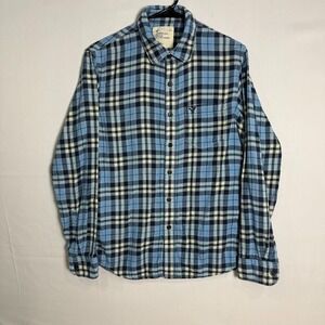 American Eagle Outfitters Flannel Shirt Men's Medium Blue Plaid Button-Up‎